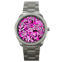 Ribbon Chaos Pink Sport Metal Watches