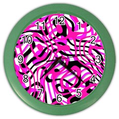 Ribbon Chaos Pink Color Wall Clocks