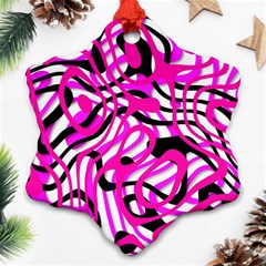 Ribbon Chaos Pink Snowflake Ornament (2-side) by ImpressiveMoments