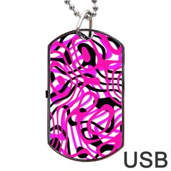 Ribbon Chaos Pink Dog Tag Usb Flash (two Sides) 