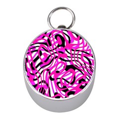 Ribbon Chaos Pink Mini Silver Compasses