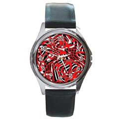 Ribbon Chaos Red Round Metal Watches