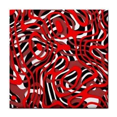 Ribbon Chaos Red Tile Coasters