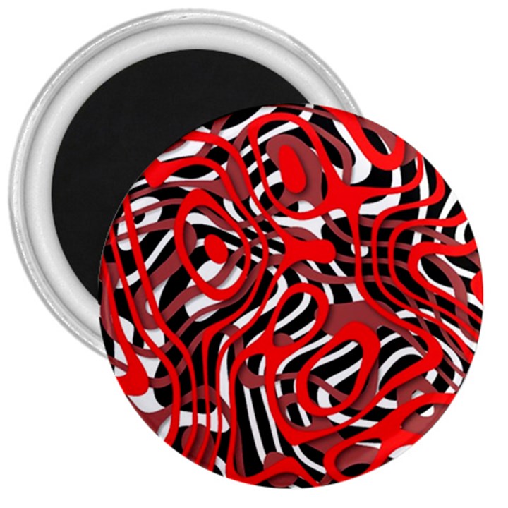 Ribbon Chaos Red 3  Magnets