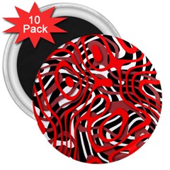 Ribbon Chaos Red 3  Magnets (10 Pack) 