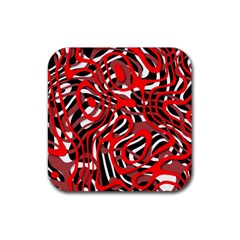 Ribbon Chaos Red Rubber Coaster (square)  by ImpressiveMoments