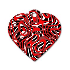 Ribbon Chaos Red Dog Tag Heart (one Side)