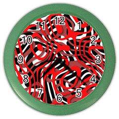 Ribbon Chaos Red Color Wall Clocks by ImpressiveMoments