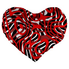 Ribbon Chaos Red Large 19  Premium Heart Shape Cushions by ImpressiveMoments