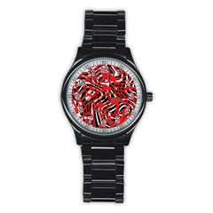 Ribbon Chaos Red Stainless Steel Round Watches