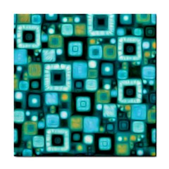 Teal Squares Tile Coasters