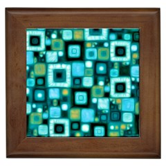 Teal Squares Framed Tiles by KirstenStar