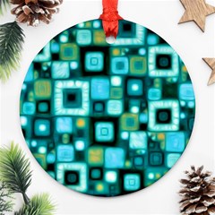 Teal Squares Ornament (round) 