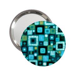 Teal Squares 2 25  Handbag Mirrors