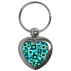 Teal Squares Key Chains (heart) 