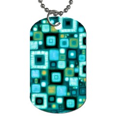 Teal Squares Dog Tag (one Side)