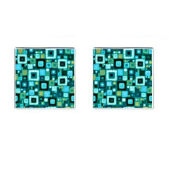 Teal Squares Cufflinks (square) by KirstenStar