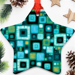 Teal Squares Star Ornament (two Sides) 