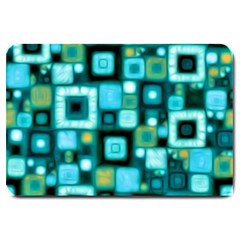 Teal Squares Large Doormat 