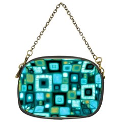 Teal Squares Chain Purses (one Side) 