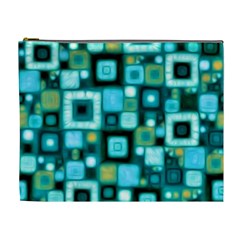 Teal Squares Cosmetic Bag (xl) by KirstenStar