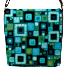 Teal Squares Flap Messenger Bag (s) by KirstenStar