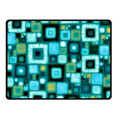 Teal Squares Double Sided Fleece Blanket (small) 