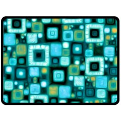 Teal Squares Double Sided Fleece Blanket (large) 