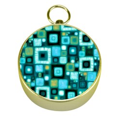 Teal Squares Gold Compasses