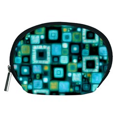 Teal Squares Accessory Pouches (medium) 