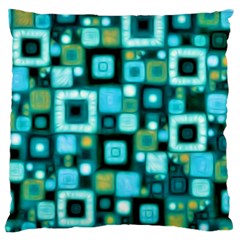 Teal Squares Standard Flano Cushion Cases (one Side) 