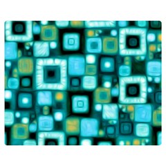 Teal Squares Double Sided Flano Blanket (medium) 