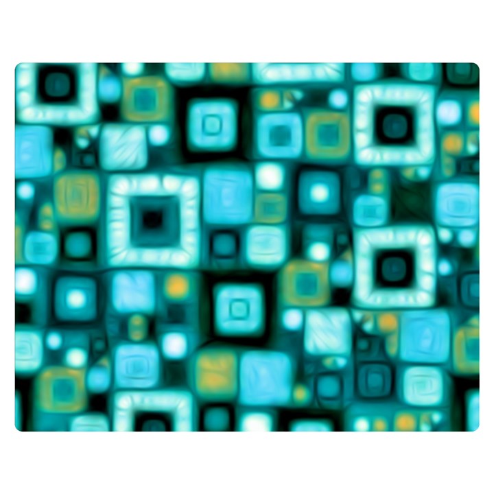 Teal Squares Double Sided Flano Blanket (Medium) 