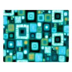 Teal Squares Double Sided Flano Blanket (large) 