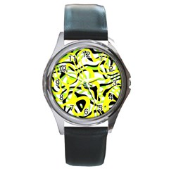 Ribbon Chaos Yellow Round Metal Watches