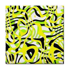 Ribbon Chaos Yellow Tile Coasters