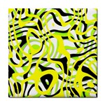 Ribbon Chaos Yellow Tile Coasters Front