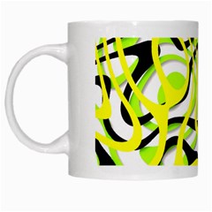 Ribbon Chaos Yellow White Mugs