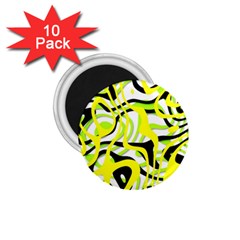 Ribbon Chaos Yellow 1 75  Magnets (10 Pack) 