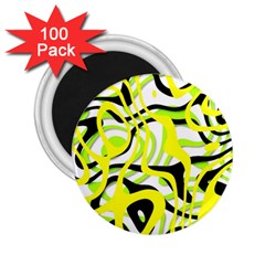 Ribbon Chaos Yellow 2 25  Magnets (100 Pack)  by ImpressiveMoments