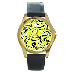 Ribbon Chaos Yellow Round Gold Metal Watches