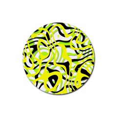 Ribbon Chaos Yellow Rubber Round Coaster (4 Pack) 