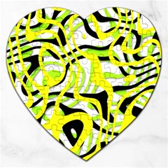 Ribbon Chaos Yellow Jigsaw Puzzle (heart) by ImpressiveMoments