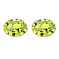 Ribbon Chaos Yellow Cufflinks (oval) by ImpressiveMoments