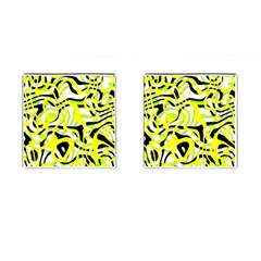 Ribbon Chaos Yellow Cufflinks (square) by ImpressiveMoments