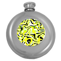 Ribbon Chaos Yellow Round Hip Flask (5 Oz) by ImpressiveMoments