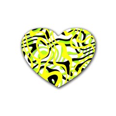 Ribbon Chaos Yellow Rubber Coaster (heart)  by ImpressiveMoments