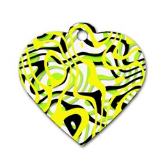 Ribbon Chaos Yellow Dog Tag Heart (two Sides) by ImpressiveMoments