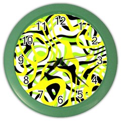 Ribbon Chaos Yellow Color Wall Clocks