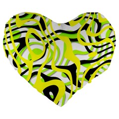 Ribbon Chaos Yellow Large 19  Premium Heart Shape Cushions